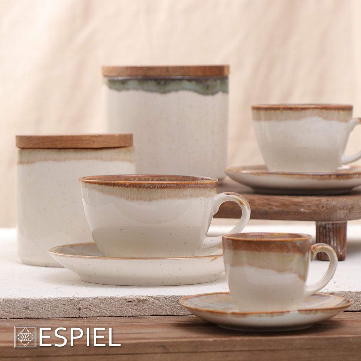 Flitzani Kai Piataki Porselanis Lefko/Mpez 350ml F16X8cm OWQ103K6 Espiel