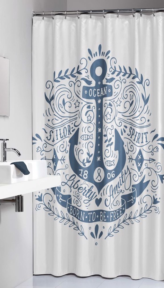  ufasmatini Kourtina Baniou sealskin Anchor Blue 1.80x2.00