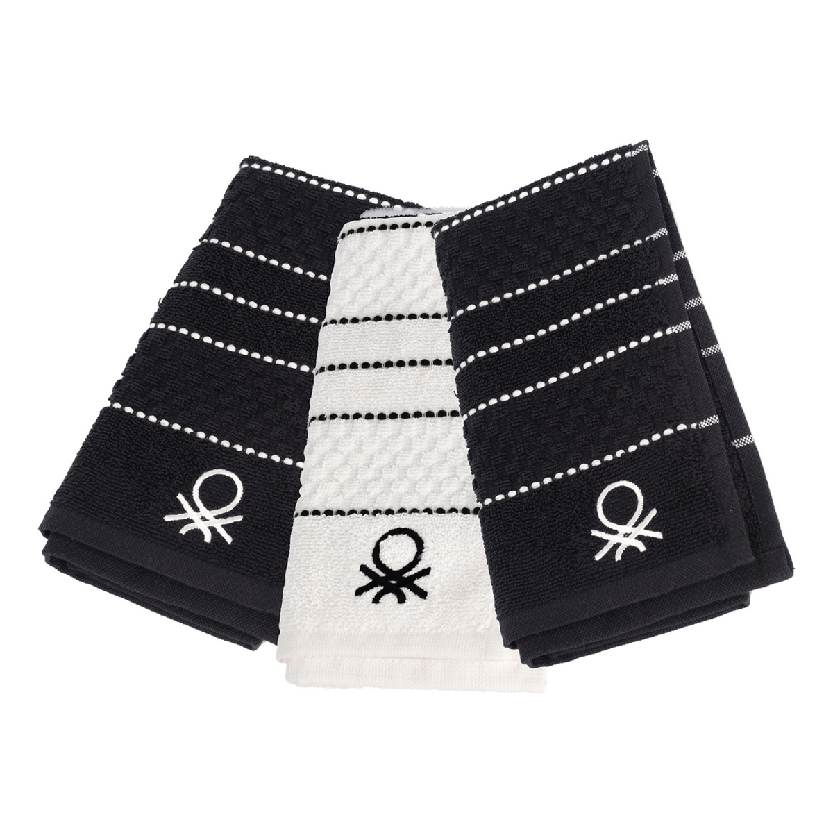 BENETTON Set 3 Petsetes Kouzinas 50X70cm 100% Cotton BLACK+WHITE BE-0746 BGBE000746