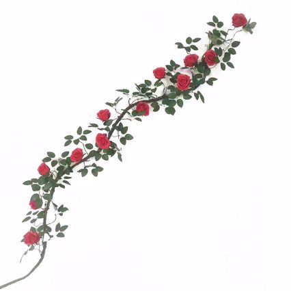 Supergreens Τεχνητή Γιρλάντα Τριαντάφυλλο Garden Κόκκινη 240cm 3881-7
