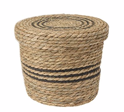 ZAROS Καλάθι Υάκινθου με Καπάκι & Μαύρη Ρίγα 27cm (Μέγεθος: Large)