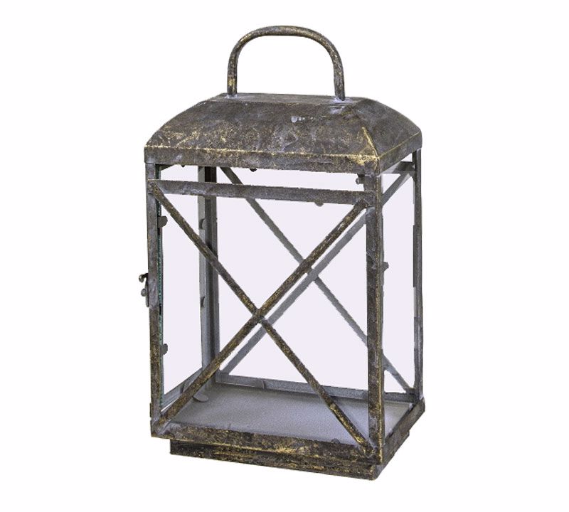 Fanari Metalliko Parallilogammo Antike Xruso 27x17x53cm (Megthos: Medium)