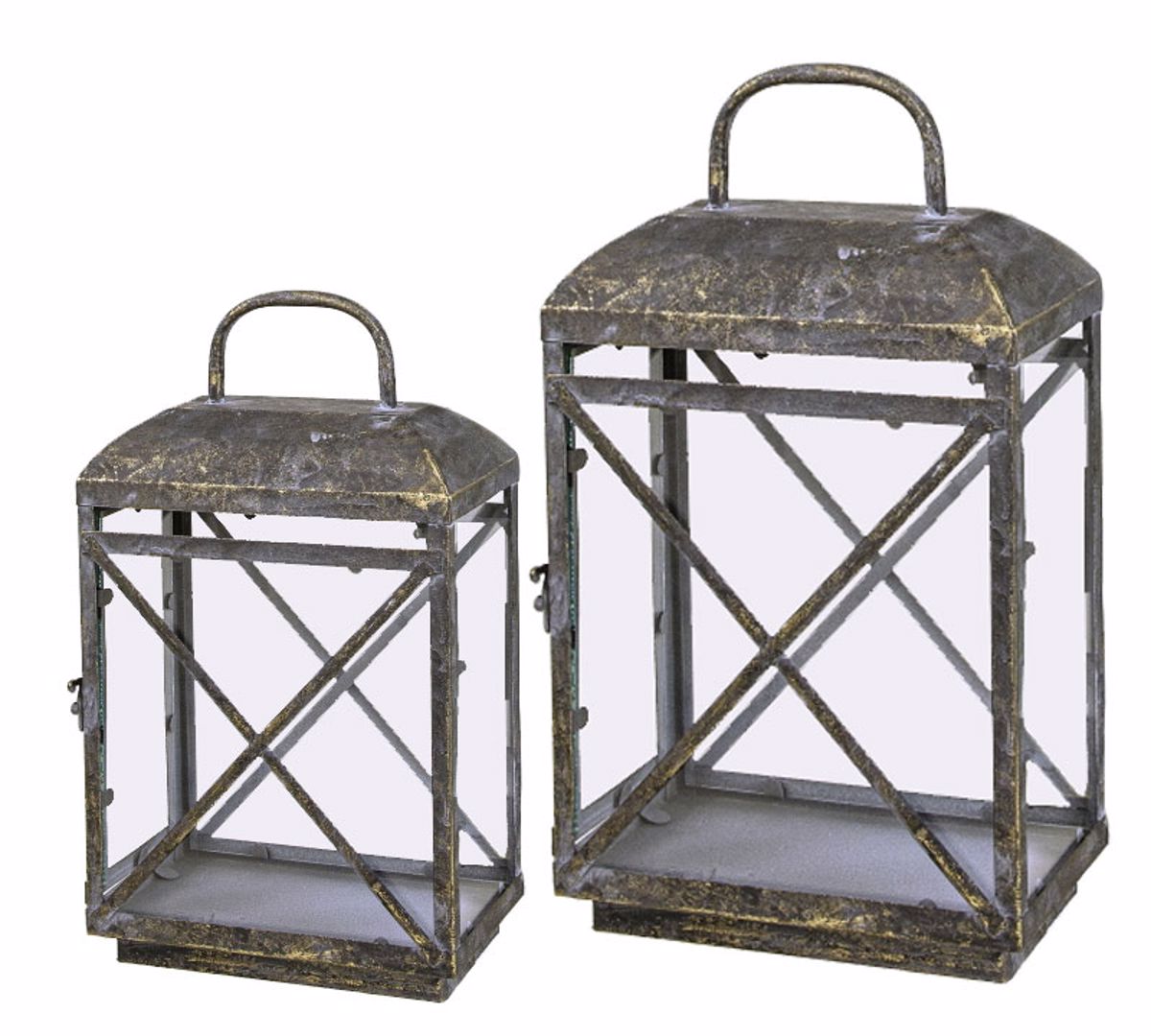 Fanari Metalliko Parallilogammo Antike Xruso 23x13x40cm (Megthos: Small)