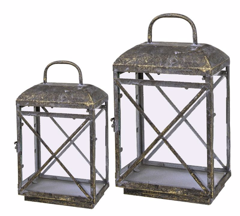 Fanari Metalliko Parallilogammo Antike Xruso 23x13x40cm (Megthos: Small)