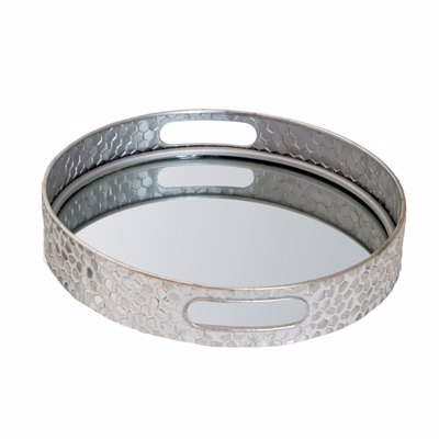 Zen Collection Δίσκος Μεταλλικός Ασημί/Λευκός Στρογγυλός (Μέγεθος: Medium) 35.8x35.5x5.1cm ZEN-48542-M