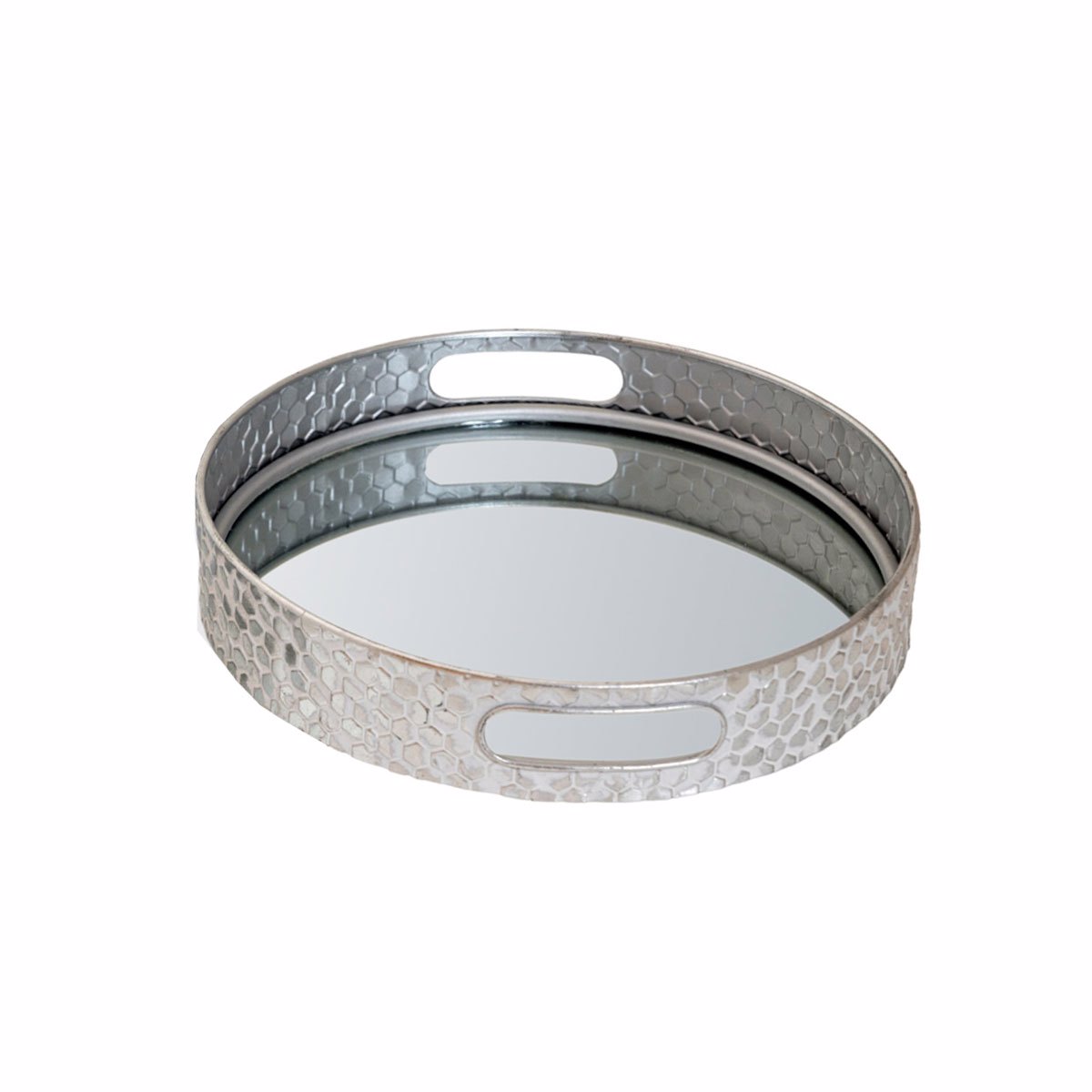 Zen Collection Diskos Metallikos Asimi/Lefkos Strongulos (Megthos: Small) 30.7x30.2x5.3cm ZEN-48542-S