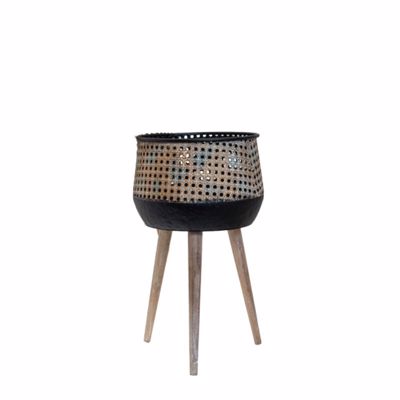 Zen Collection Διακοσμητικό Μεταλλικό Κασπώ Μαύρο/Μπεζ (Μέγεθος: Small) Φ32.3x53.5cm ZEN-48649-S