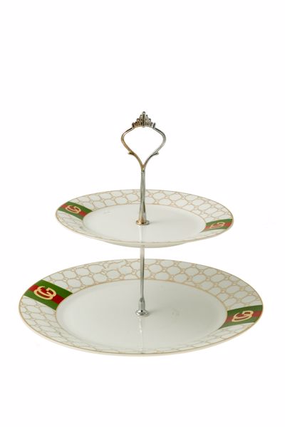Zen Collection Ορντερβιέρα Πορσελάνης με Σχέδιο Χρυσό/Πράσινο/Κόκκινο Φ26.7cm/Φ19cm 48102