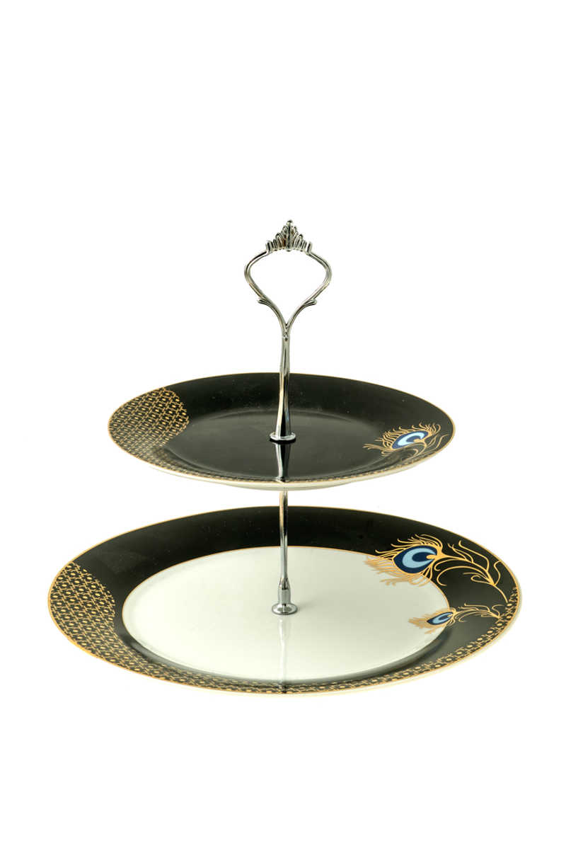 Zen Collection Ornterbiera Porselanis Mavri/Xrusi me Sxedia F26.7cm/F19cm 48104