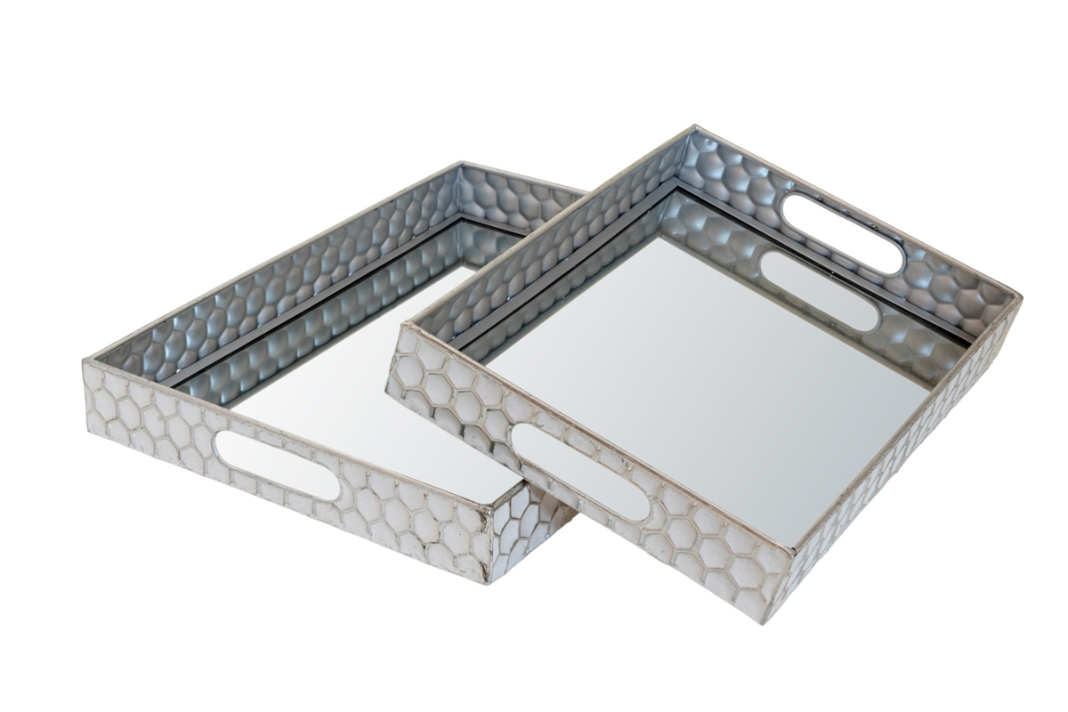 Zen Collection Diskos Metallikos Asimi/Lefkos (Megthos: Medium) 40x30x5cm ZEN-48540-M