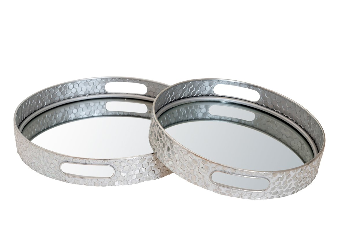 Zen Collection Diskos Metallikos Asimi/Lefkos Strongulos (Megthos: Small) 30.7x30.2x5.3cm ZEN-48542-S