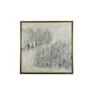 Zen Collection Μοντέρνος Πίνακας Ζωγραφικής σε Καμβά Ασημί με Χρυσή Κορνίζα 60Χ60Χ3,8 ΕΚ 48856