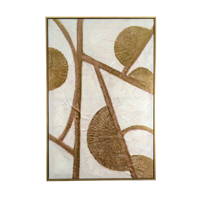 Zen Collection Πίνακας σε Καμβά Χειροποίητος Μπεζ/Καφέ με Κορνίζα 60Χ90cm 48878