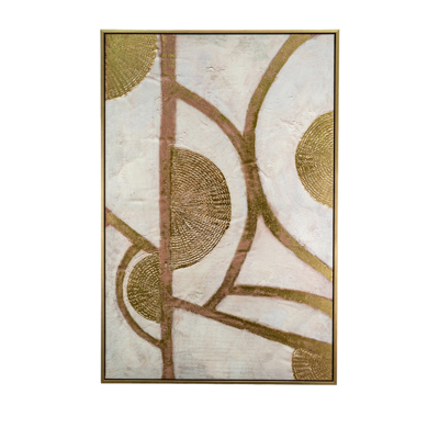 Zen Collection Πίνακας σε Καμβά Χειροποίητος Μπεζ/Καφέ με Κορνίζα 60Χ90cm 48879
