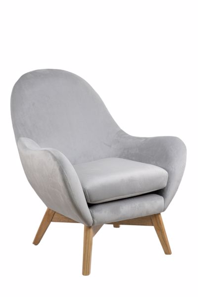 Zen Collection Πολυθρόνα ARIA Γκρι Βελούδο με Σταυρωτά Ξύλινα Πόδια 49442