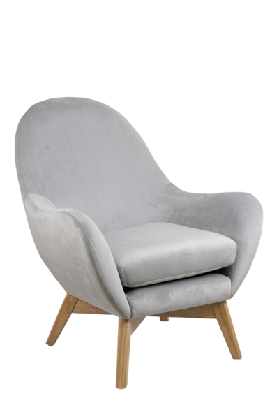 Zen Collection Πολυθρόνα ARIA Γκρι Βελούδο με Σταυρωτά Ξύλινα Πόδια 49442