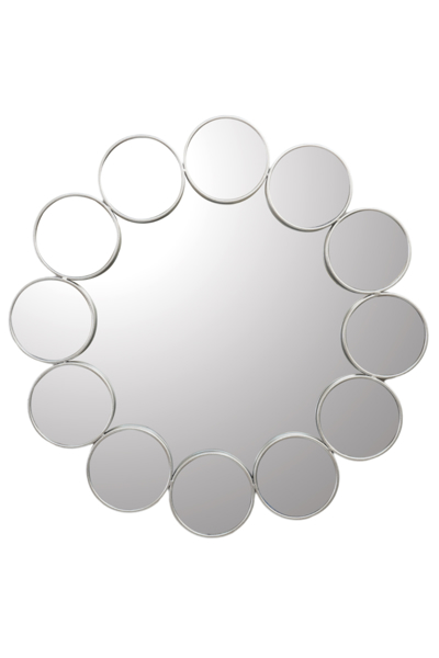 Zen Collection Καθρέπτης Τοίχου Μεταλλικός Ασημί με Κύκλους Φ80x4cm 49458