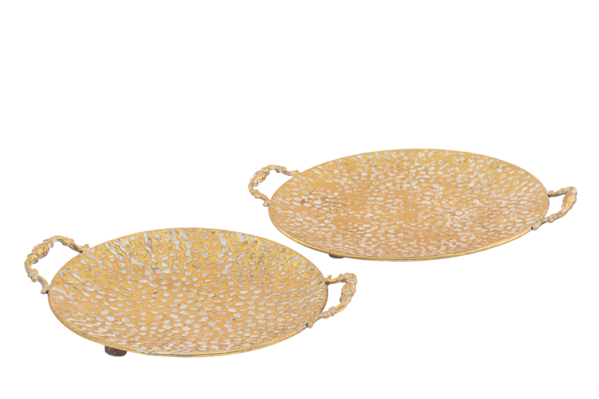 Zen Collection Set ton 2 Diskos Metallikos Xrusos 41x35x7.5cm/35x29.5x7cm 49554