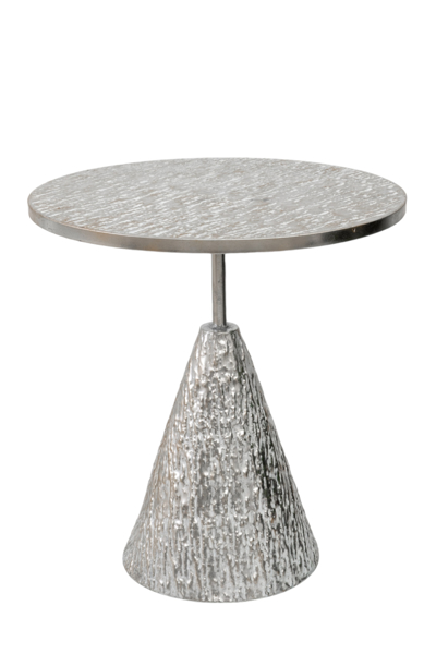Zen Collection Μεταλλικό Τραπέζι Ασημί Σαγρέ Φ56x60.5cm 49568