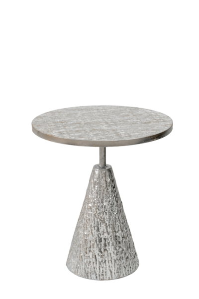 Zen Collection Μεταλλικό Τραπέζι Ασημί Σαγρέ Φ45x50.5cm 49569