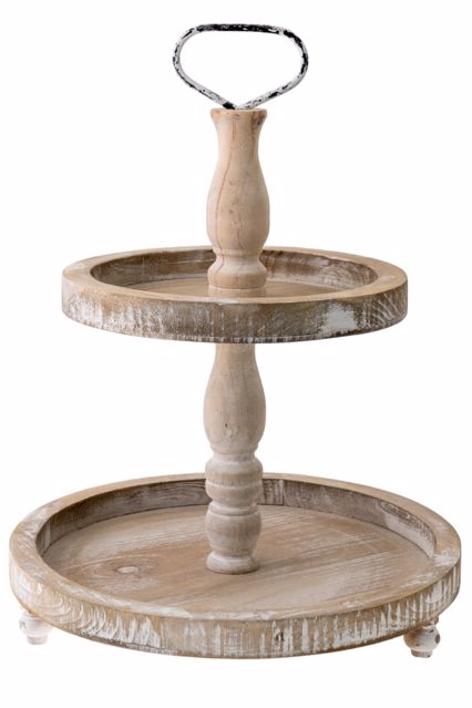 Zen Collection Ξύλινο Stand Διπλό με Βάση Φ36x46cm 49780