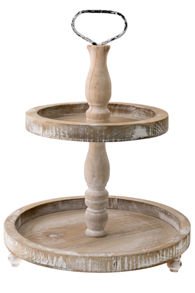 Zen Collection Ξύλινο Stand Διπλό με Βάση Φ36x46cm 49780