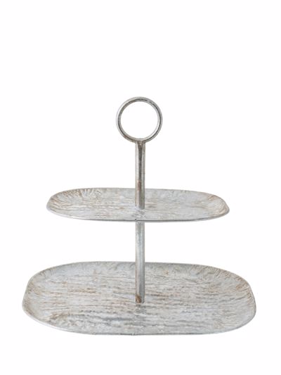 Zen Collection Διακοσμητικό Μεταλλικό Stand Διπλό Ασημί/Λευκό 39.5x29.5x38cm 49926