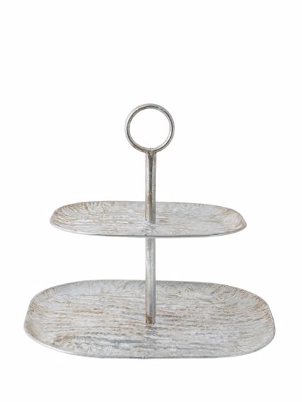 Zen Collection Διακοσμητικό Μεταλλικό Stand Διπλό Ασημί/Λευκό 39.5x29.5x38cm 49926