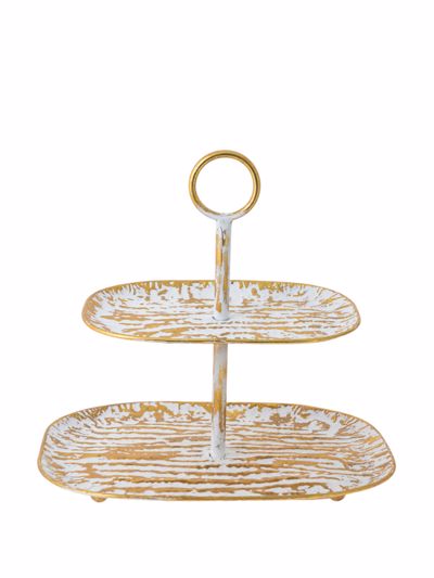 Zen Collection Διακοσμητικό Μεταλλικό Stand Διπλό Χρυσό/Λευκό 39.5x29.5x38cm 49927