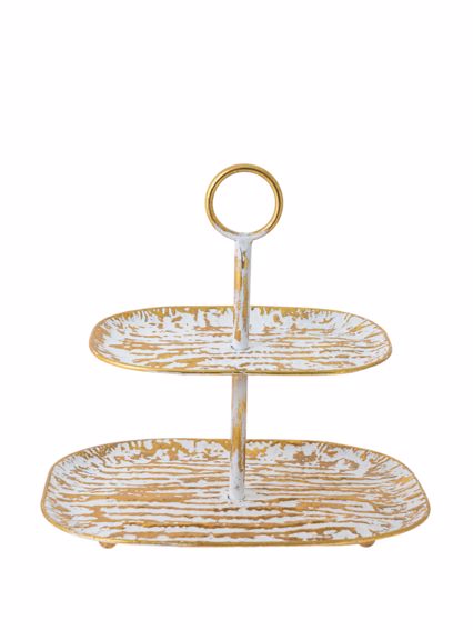 Zen Collection Διακοσμητικό Μεταλλικό Stand Διπλό Χρυσό/Λευκό 39.5x29.5x38cm 49927