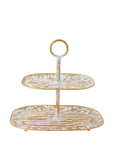 Zen Collection Διακοσμητικό Μεταλλικό Stand Διπλό Χρυσό/Λευκό 39.5x29.5x38cm 49927