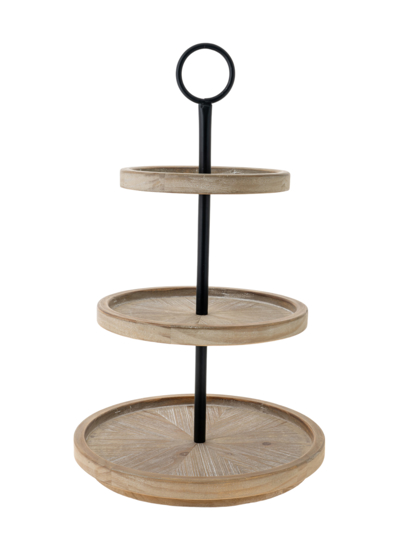 Zen Collection Stand Τριπλό Ξύλινο με Μεταλλικό Χερούλι Φ34x56.5cm 49943