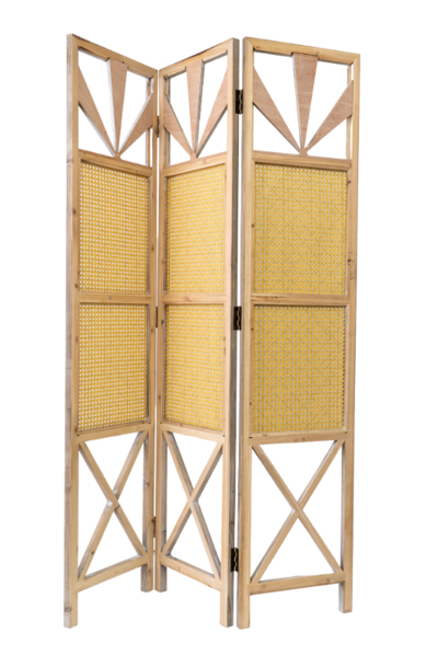 Zen Collection Παραβάν Ξύλινο με Ψάθα και Σχέδιο 120.5x3x180cm 49946